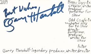 garry marshall actor producer director autographed signed index card jsa coa