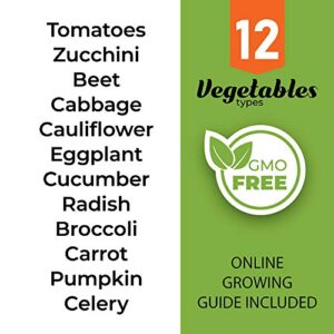 Heirloom Vegetable Seeds -100% Non-GMO - 1000 Garden Seeds Survival Pack - Tomato, Broccoli, Carrot, Celery, Cucumber Seeds and More