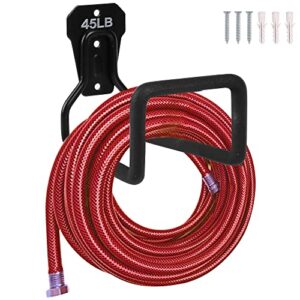metal garden hose holder – heavy duty hose hanger wall mounted water hose holder for outside yard, durable hose hooks ideal for water hose, extension cords (1pc black)