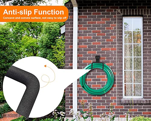 Metal Garden Hose Holder - Heavy Duty Hose Hanger Wall Mounted Water Hose Holder for Outside Yard, Durable Hose Hooks Ideal for Water Hose, Extension Cords (1pc Black)