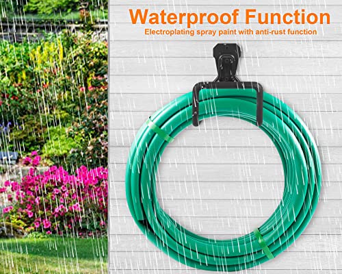 Metal Garden Hose Holder - Heavy Duty Hose Hanger Wall Mounted Water Hose Holder for Outside Yard, Durable Hose Hooks Ideal for Water Hose, Extension Cords (1pc Black)