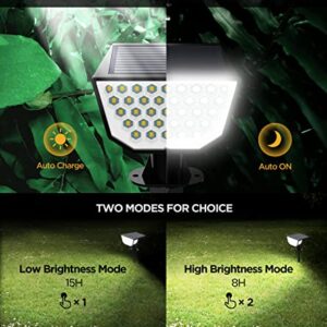 HNES 4 Pack Super Bright Solar Spot Lights Outdoor [47 LEDs | 4 Sides Illuminants | 300° Light Angle] IP65 Waterproof Solar Outdoor Lights Garden Lights Solar Powered Landscape Lights (Cool White)