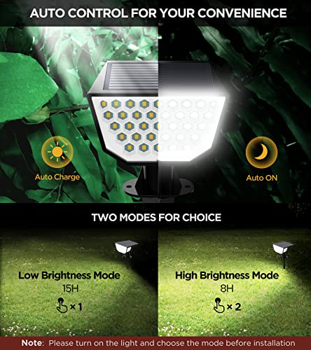 HNES 4 Pack Super Bright Solar Spot Lights Outdoor [47 LEDs | 4 Sides Illuminants | 300° Light Angle] IP65 Waterproof Solar Outdoor Lights Garden Lights Solar Powered Landscape Lights (Cool White)