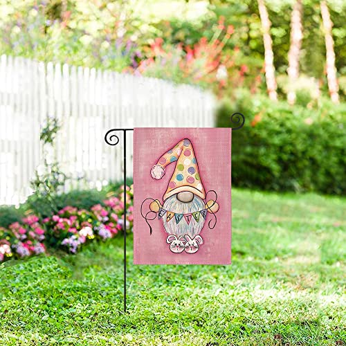 AVOIN colorlife Polka Dot Gnome Easter Garden Flag 12 x 18 Inch Double Sided, Spring Bunny Rabbit Holiday Yard Outdoor Decoration