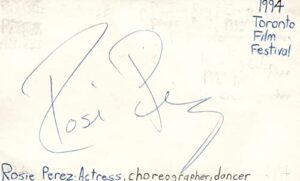 rosie perez actress dancer tv movie autographed signed index card jsa coa