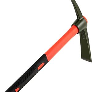 MAHIONG 15 Inch Pick Mattock Hoe, Forged Steel Weeding Pick Axe with Fiberglass Long Handle Garden Tool for Digging, Gardening, Camping, Prospecting, Construction Work