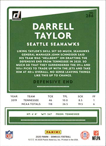 2020 Donruss #286 Darrell Taylor Seattle Seahawks NFL Football Card NM-MT