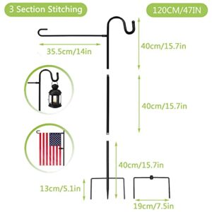 2 Pack Garden Flag Holder Stand with Shepherd Hooks, 47 inches Yard Garden Flag Holder with Anti-Wind Clip, Shepherd Hooks with Flag Holder Yard Flag Pole Holder for Flag, Yard Lights, Plants