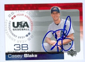 autograph warehouse 34728 casey blake autographed 2004 usa baseball upper deck baseball card no. 17