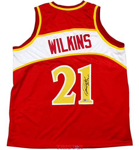 Dominique Wilkins Signed Autographed Atlanta Hawks Red Custom Jersey Inscribed HOF 06 TRISTAR