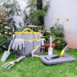 Byhagern 11 PCS Garden Tool Set, Gardening Tool Set with Non-Slip Rubber Grip, Professional Heavy Duty Aluminum Alloy Gardening Tools for Women, Ideal Gardening Tools Kit Gift for Women