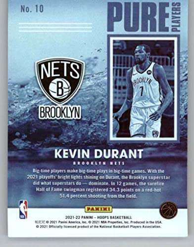 2021-22 Panini Hoops Pure Players #10 Kevin Durant Brooklyn Nets NBA Basketball Trading Card