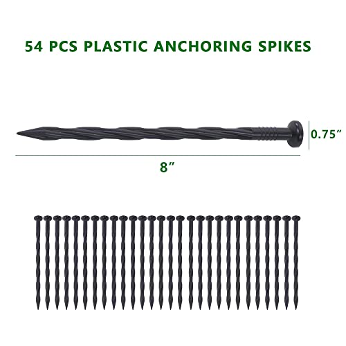 Landscape Edging Kit 60FT 2IN Tall, No Dig Garden Edging with 54 Anchoring Spikes, Plastic Garden Edging Border for Landscaping, Black