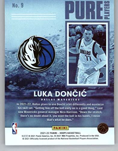 2021-22 Panini Hoops Pure Players #9 Luka Doncic Dallas Mavericks NBA Basketball Trading Card