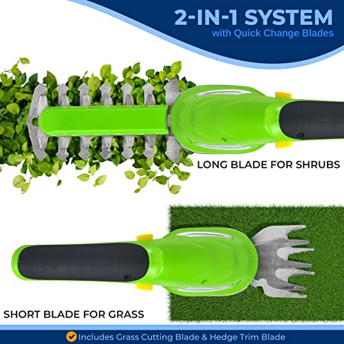 SereneLife Battery Grass Cutter, Grass Clippers Cordless, Trimmer Cutter, Handheld Trimmer, Grass Shear Electric, Perfect For Leaves & Debris, Rechargeable Battery, Charge Time 4 Hrs, 3.6V (PSLHTM20)