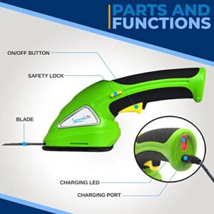 SereneLife Battery Grass Cutter, Grass Clippers Cordless, Trimmer Cutter, Handheld Trimmer, Grass Shear Electric, Perfect For Leaves & Debris, Rechargeable Battery, Charge Time 4 Hrs, 3.6V (PSLHTM20)