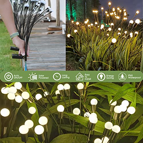 ANTQUE 8 Pack Solar Powered Garden Lights Outdoor, New Upgrade Swaying Starburst Solar Garden Lights, Vibrant Garden Lights Waterproof Solar Outdoor Lights, Yard Patio Pathway Decoration