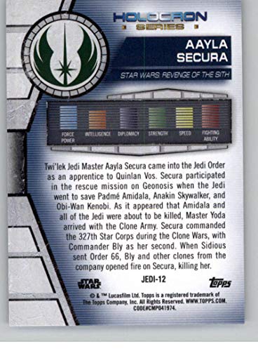 2020 Topps Star Wars Holocron Series NonSport Trading Card #Jedi-12 Aayla Secura