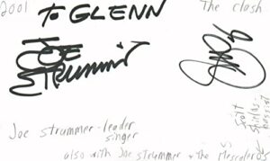 joe strummer lead singer for the clash rock band music signed index card jsa coa