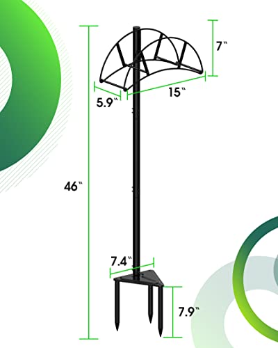 Meykwod Garden Hose Stand, Hose Hanger Freestanding, Water Hose Holder Stake, In ground Heavy Duty Hose Organizer Outdoor, Hose Rack for Outside Yard, Sturdy to Hold 150ft Hose (Metal, Black)