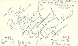 little anthony singer r&b pop music signed index card jsa coa