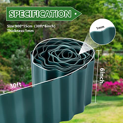 Landscape Edging Board, Paver Edging, Lawn Edging, Antirust Flexibility Sturdy Plastic Garden Edging Border Fence for Vegetable, Flower Beds, DIY Patios and Lawns Edging, 6 inch by 30 feet