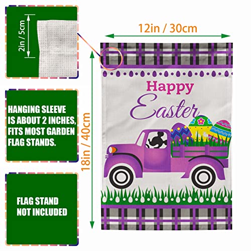 Waketree Happy Easter Garden Flag, Easter Yard Decorations Flag 12x18 Verticle Burlap Double Sided Decor for Home Outdoor/Outside Hanging