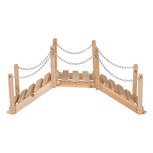 Shine Company 4963N 3 Ft. Cedar Wood Garden Bridge with Side Rails, Natural