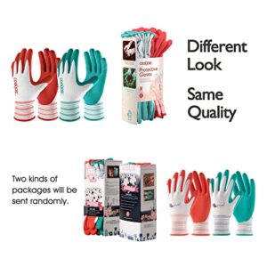 COOLJOB Gardening Gloves for Women and Ladies, 6 Pairs Breathable Rubber Coated Yard Garden Gloves, Outdoor Protective Work Gloves with Grip, Medium Size Fits Most, Red & Green