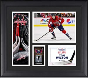 tom wilson washington capitals framed 15″ x 17″ player collage with a piece of game-used puck – nhl player plaques and collages