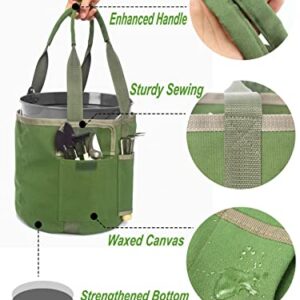 Garden Tools Bucket Bag,Gardening Organizer Tote for 5 Gallon Buckets with Pockets,Garden Bags for Tools Garden Caddy Great Sturdy Canvas Tool Storage Set for Women Men Gardener (Bag Only/No Tools)