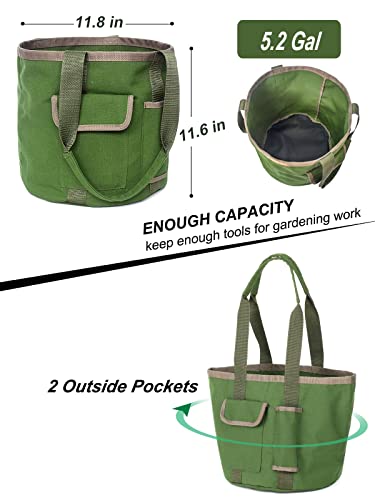 Garden Tools Bucket Bag,Gardening Organizer Tote for 5 Gallon Buckets with Pockets,Garden Bags for Tools Garden Caddy Great Sturdy Canvas Tool Storage Set for Women Men Gardener (Bag Only/No Tools)