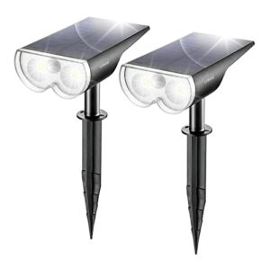 linkind starray solar spot lights outdoor with motion sensor, ip67 waterproof wireless 2-in-1 solar outdoor lights, led solar landscape spotlights for garden yard driveway walkway, 2 pack, cold white