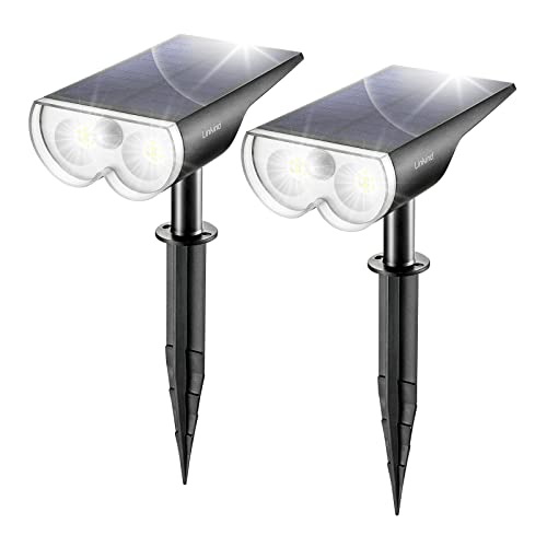 Linkind StarRay Solar Spot Lights Outdoor with Motion Sensor, IP67 Waterproof Wireless 2-in-1 Solar Outdoor Lights, LED Solar Landscape Spotlights for Garden Yard Driveway Walkway, 2 Pack, Cold White