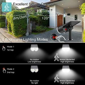 Linkind StarRay Solar Spot Lights Outdoor with Motion Sensor, IP67 Waterproof Wireless 2-in-1 Solar Outdoor Lights, LED Solar Landscape Spotlights for Garden Yard Driveway Walkway, 2 Pack, Cold White