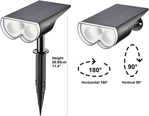 Linkind StarRay Solar Spot Lights Outdoor with Motion Sensor, IP67 Waterproof Wireless 2-in-1 Solar Outdoor Lights, LED Solar Landscape Spotlights for Garden Yard Driveway Walkway, 2 Pack, Cold White