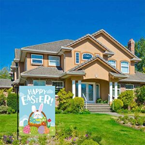 PTFNY Happy Easter Day Garden House Flags Double Sided 12 x 18 Inch Easter Yard Flag Bunny Rabbit Cute Egg Decorative Outdoor Yard & Home Decorations