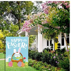 PTFNY Happy Easter Day Garden House Flags Double Sided 12 x 18 Inch Easter Yard Flag Bunny Rabbit Cute Egg Decorative Outdoor Yard & Home Decorations