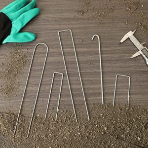 Whonline 100pcs Landscape Staples 6 Inch 11 Gauge Heavy Duty Galvanized Garden Stakes, Drip Irrigation Stakes for Securing Irrigation Tubing Fabric Weed Barrier Ground Sheets