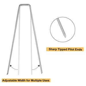 Whonline 100pcs Landscape Staples 6 Inch 11 Gauge Heavy Duty Galvanized Garden Stakes, Drip Irrigation Stakes for Securing Irrigation Tubing Fabric Weed Barrier Ground Sheets