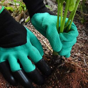 FONIRRA Garden Gloves With Claws 2 Pairs for Digging Weed Pulling Washable Garden Finger Claws Gloves Outdoor Protective Work Gloves Brown