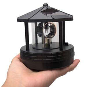 LED Solar Powered Lighthouse,360 Degree Rotating Lamp Waterproof Statue Rotating Lights for Garden Yard Outdoor Decor