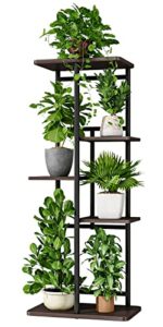bamworld tall plant shelf indoor metal plant stand outdoor 5 tier black large plant stands for multiple plants flower stand pot holder for patio garden corner balcony living room