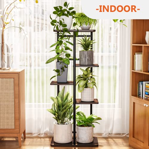 Bamworld Tall Plant Shelf Indoor Metal Plant Stand Outdoor 5 Tier Black Large Plant Stands for Multiple Plants Flower Stand Pot Holder for Patio Garden Corner Balcony Living Room