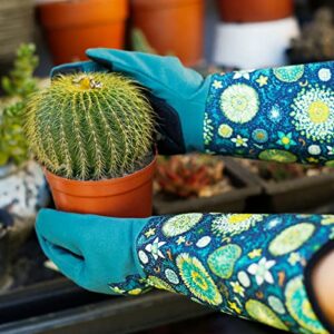 HODUP Gardening Gloves for Women,Long Floral Print Garden Rose Cactus Pruning Thorn-Proof Breathable Work Gloves with Touch Screen (Medium, Dandelions)