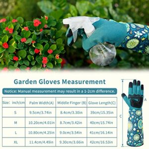 HODUP Gardening Gloves for Women,Long Floral Print Garden Rose Cactus Pruning Thorn-Proof Breathable Work Gloves with Touch Screen (Medium, Dandelions)