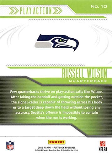 2018 Playbook Play Action Football #10 Russell Wilson Seattle Seahawks Official NFL Retail Insert Card made by Panini