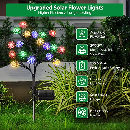 ENSLI Solar Lights Outdoor Garden Decorative, 4 Pack Upgraded Solar Garden Lights Outdoor Waterproof Landscape Lights, Solar Outdoor Lights Solar Flower Lights for Garden, Patio, Yard Decor