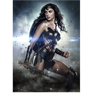 gal gadot as wonder woman turned back holding weapon 8 x 10 inch photo