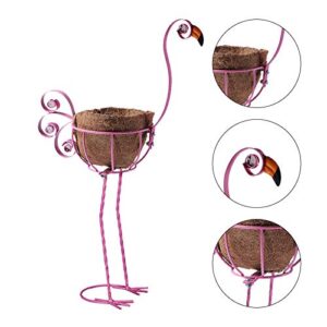MorTime Flamingo Bird Planter, Pink Metal Flamingo with Basket Decorative Pots Containers Stand for Indoor Outdoor Home Garden Patio Lawn… (30 in)